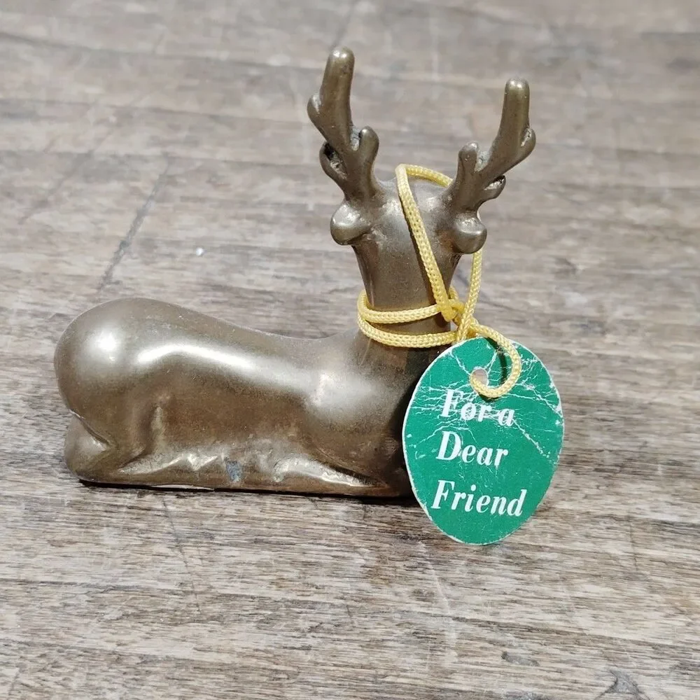 Vintage Brass Figurine Paperweight MCM Deer Buck Gatco Taiwan